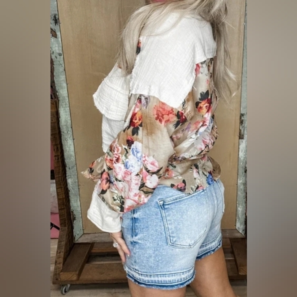 P.o.l Exposed Pockets Floral Shirt In Size Large. - Picture 12 of 13